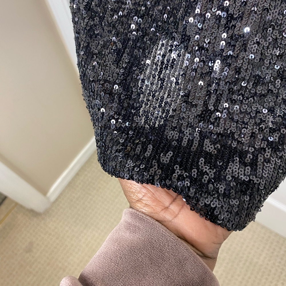 DKNY Black Sequin Mini Dress with Red Adjustable Straps - Picture 5 of 11